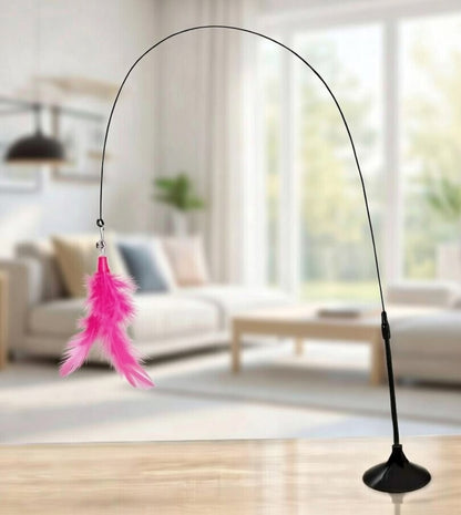 Interactive Cat Teaser Wand with Suction Cup